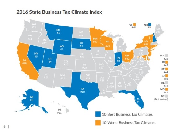 State Business Tax Climate Map