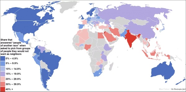 Racial intolerance map